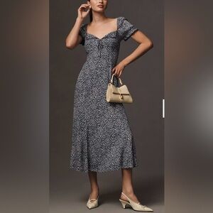 NEW Reformation Shyla Largo Puff Sleeves Midi Sun Dress sz 0